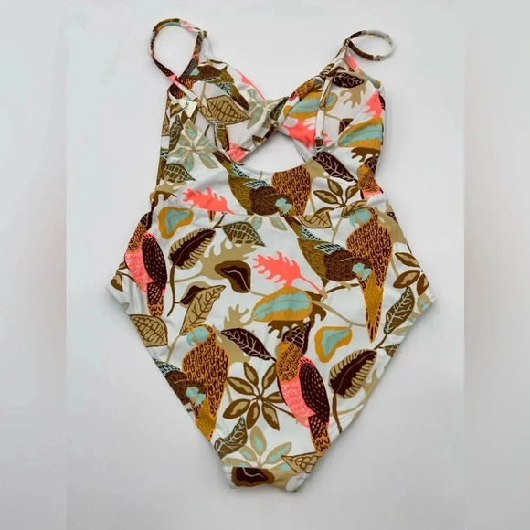 Aerie Real Good Twist Cut Out One Piece Swimsuit AOP NWT Size Medium - Picture 1 of 16